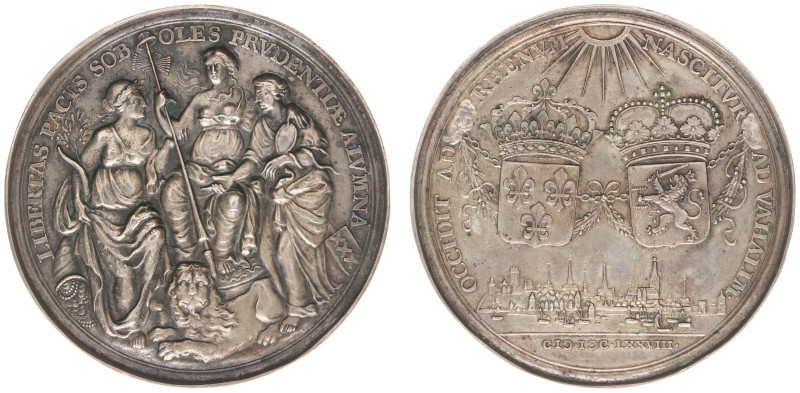 Collectie Penningen en Munten Dhr. H. van Osch - Pax in Nummis - 1678 - Plaquett...