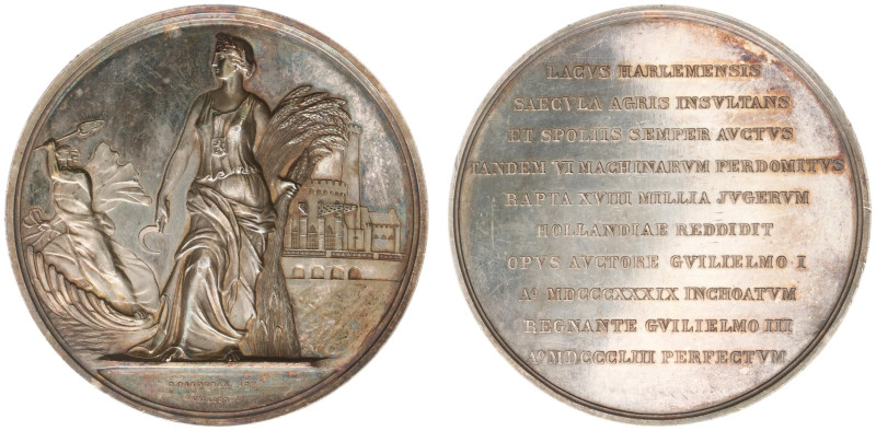 Historiepenningen - 1853 - Medal 'Droogmaking van het Haarlemmermeer' by S.C. El...