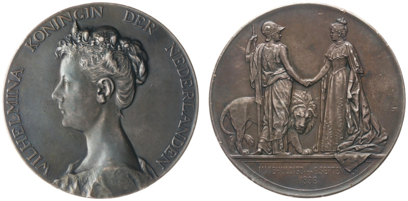 Historiepenningen - 1898 - Medal 'Inhuldiging Wilhelmina in Amsterdam' by B. van...