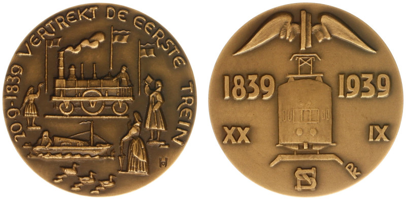 VPK-penningen - 1939 I - Medal 'Eeuwfeest Nederlandse Spoorwegen' by F. Hall (Ti...