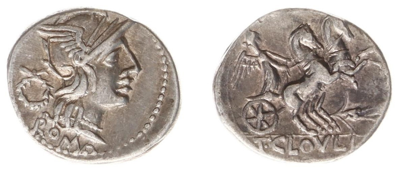 Later-Denarius Coinage (ca. 154-41 BC) - T. Cloulius – AR Denarius (Rome 128 BC,...