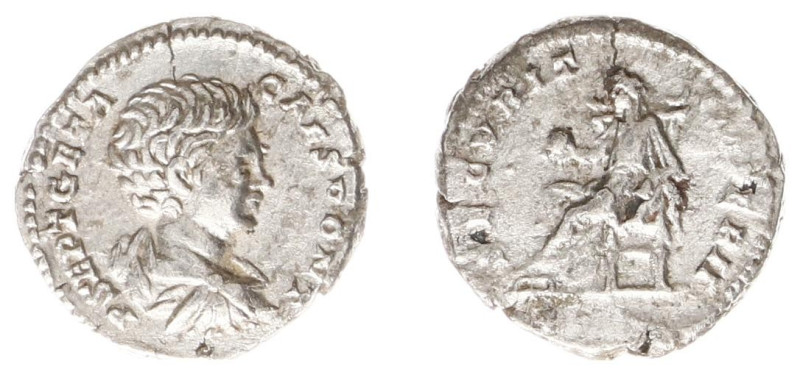 Roman Imperial Coinage - Geta (198-212) - AR Denarius (Rome AD 202, 2.58g) - P S...