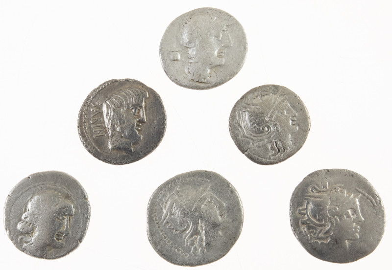 Ancient coins in lots - Roman coinage - Lot of 6 Denarii of the Roman Republican...