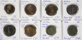 Ancient coins in lots - Roman coinage - A small lot Roman bronzes: 4 Sestertii (2 x Faustina Mater, Hadrianus, Ant. Pius) and 4 other bronzes (As, Dup...