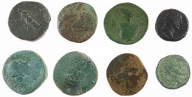 Ancient coins in lots - Roman coinage - A small collection Roman bronzes: Faustina Minor (2 Sestertii), her mother Faustina Mater (2 Sest.), her fathe...