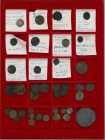 Ancient coins in lots - Roman coinage - A small collection of Roman coins in a Lindner tray: a Denarius of Antoninus Pius (Aequitas), 2 x an As of Aug...