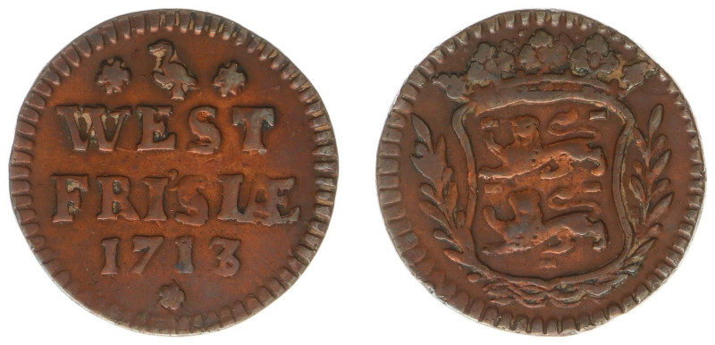 West-Friesland (het Gewest 1581-1795) - Duit 1713 OVER 1711 mm. Crane (PW 3006 /...