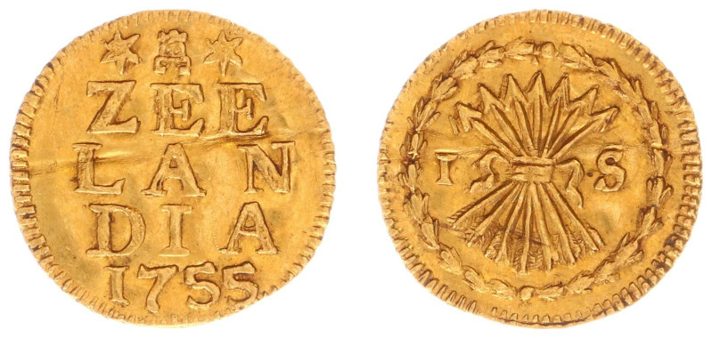 Zeeland Provincie (1580-1795) - Afslagen in goud - Bezemstuiver 1755 struck in g...