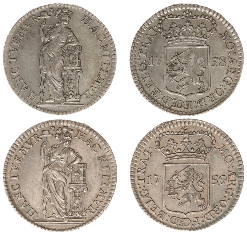 Utrecht Provincie (1581-1795) - 1/4 Gulden of Muntmeesterpenning 1758 + 1759 (V....