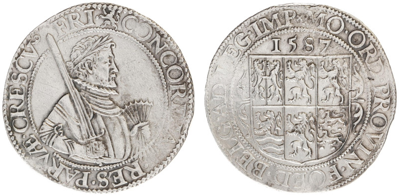 Friesland Provincie (1581-1795) - Leicester-Rijksdaalder 1587 with arms of 6 pro...