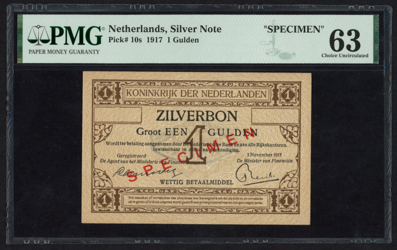 Banknotes Netherlands - 1 Gulden 1917 Zilverbon SPECIMEN (Mev. 02-1 / cf. AV 2.S...