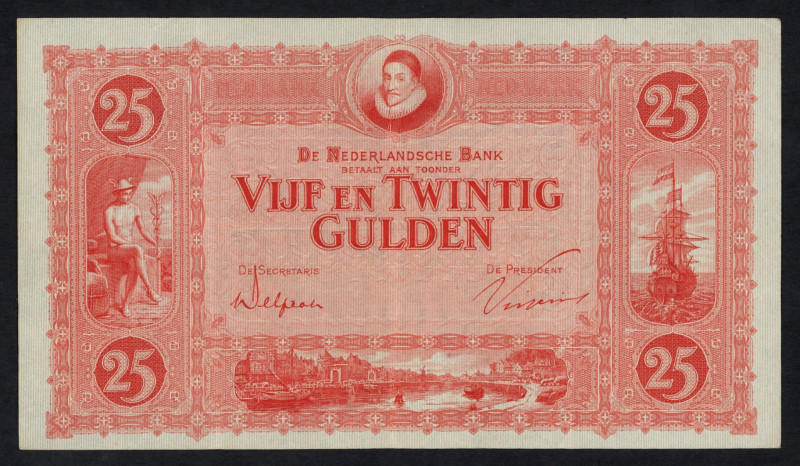 Banknotes Netherlands - 25 Gulden 1929 Willem van Oranje (Mev. 75-1 / AV 47B.1a ...