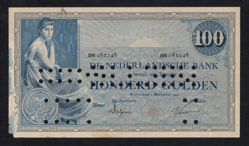 Banknotes Netherlands - 100 Gulden type 1921 Grietje Seel (3.12.1928) SPECIMEN (...