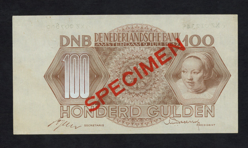 Banknotes Netherlands - 100 Gulden 9.7.1947 Adriaentje Hollaer SPECIMEN (Mev. 12...