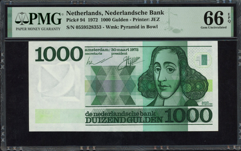 Banknotes Netherlands - 1000 Gulden 1972 Spinoza (Mev. 155-1 / AV 109.2 / PL128....