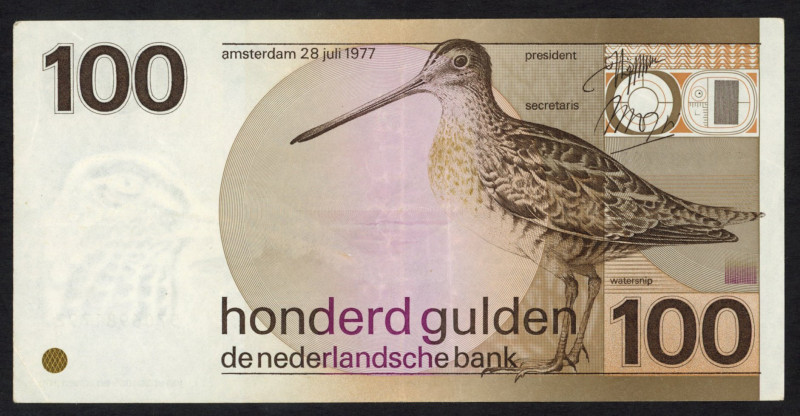 Banknotes Netherlands - The Oxenaar Archives - 100 Gulden 1977 Watersnip - 100 G...