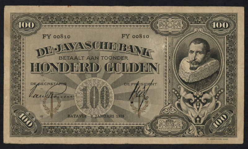 Banknotes Netherlands Oversea - Nederlands-Indië - 100 Gulden 9 januari 1928 J.P...