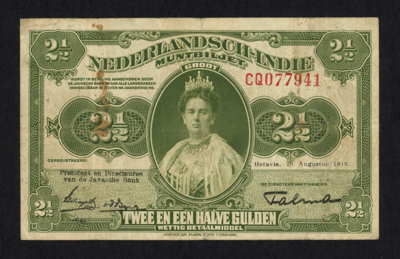 Banknotes Netherlands Oversea - Nederlands-Indië - 2½ Gulden 20 augustus 1919 Tr...