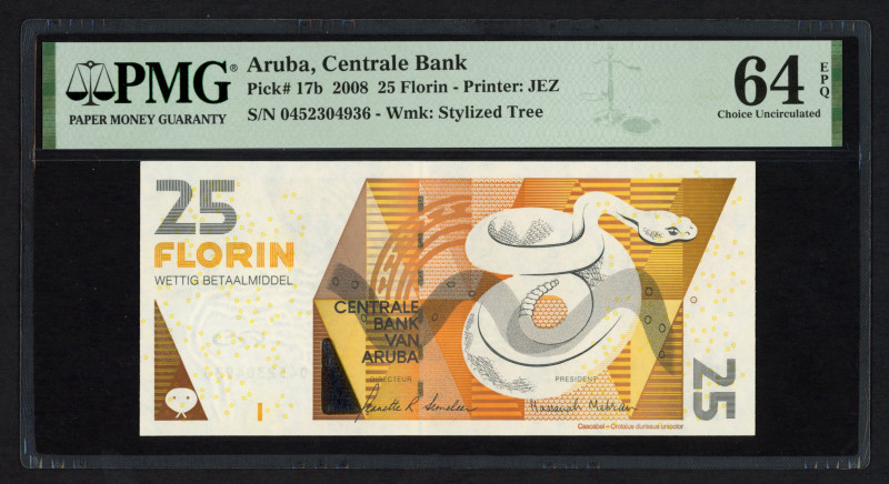 Banknotes Netherlands Oversea - Aruba - 25 Florin 2008 - Rattlesnake at right ( ...