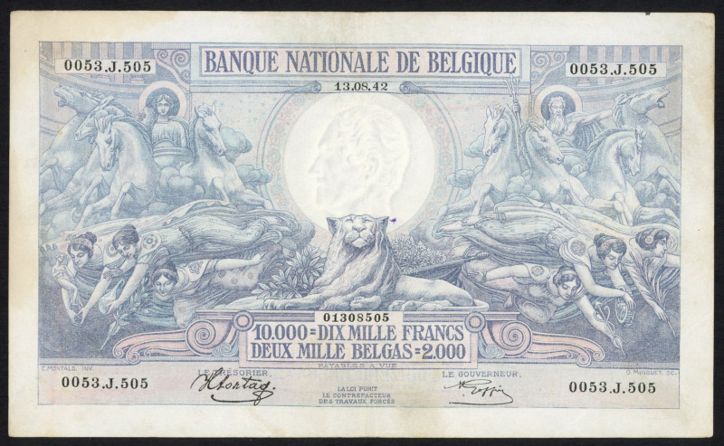 World Banknotes - Belgium - Banque Nationale de Belgique, 10.000 Francs/2000 Bel...