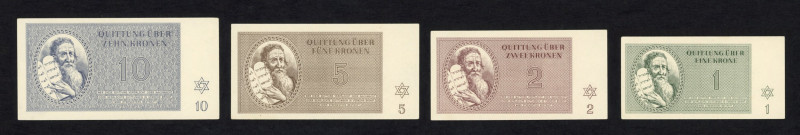 World Banknotes - Czechoslovakia - Theresienstadt (Terezin) - 1 + 2 + 5 + 10 + 2...