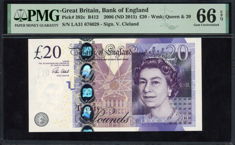 World Banknotes - England - 20 Pounds 2006 (ND 2015) Queen Elizabeth II - PMG Ge...