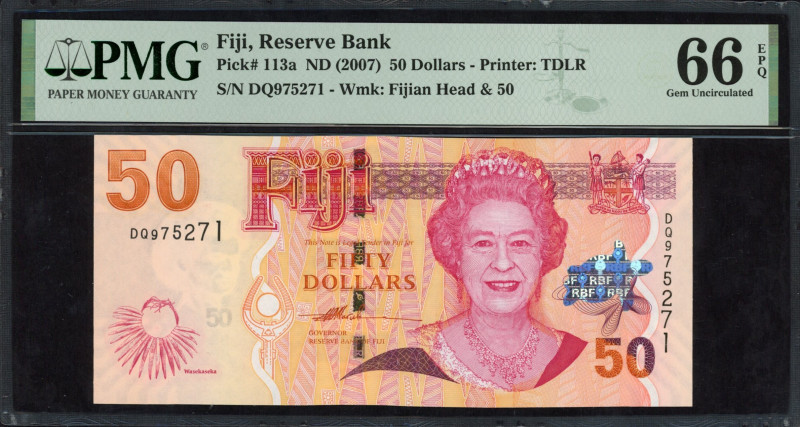 World Banknotes - Fiji - 50 Dollars ND (2007) Queen Elizabeth II (P. 113a) - PMG...