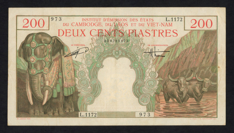 World Banknotes - French Indo-China - Vietnam - 200 Piastres = 200 Dong ND (1953...