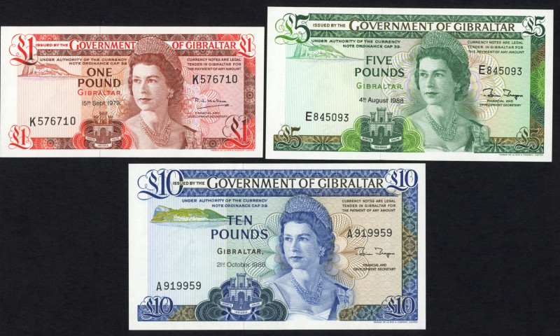 World Banknotes - Gibraltar - 1 Pound 15.9.1979 (P. 20b) + 5 Pounds 4.8.1988 (P....