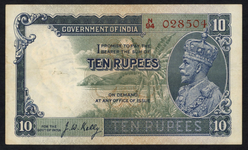 World Banknotes - India - 10 Rupees ND (1928-1935) sign. J.W. Kelly (P. 16b) - p...