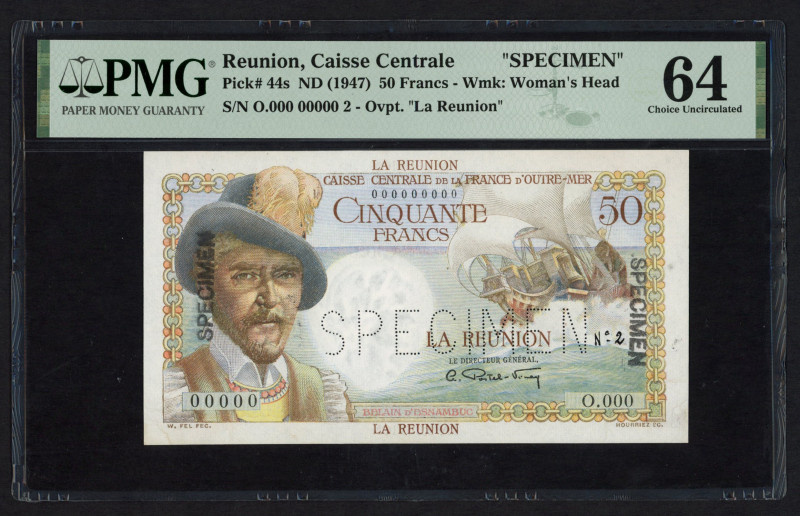 World Banknotes - Réunion - 50 Francs ND (1947) B. d'Esnambuc - SPECIMEN (P. 44s...