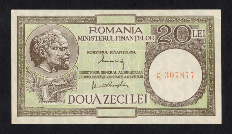 World Banknotes - Romania - Ministry of Finance - 20 lei 1947 (P. 77) wmk. MF, 1...