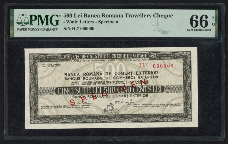 World Banknotes - Romania - 500 lei Banca Romana Travellers Cheque Specimen PMG ...