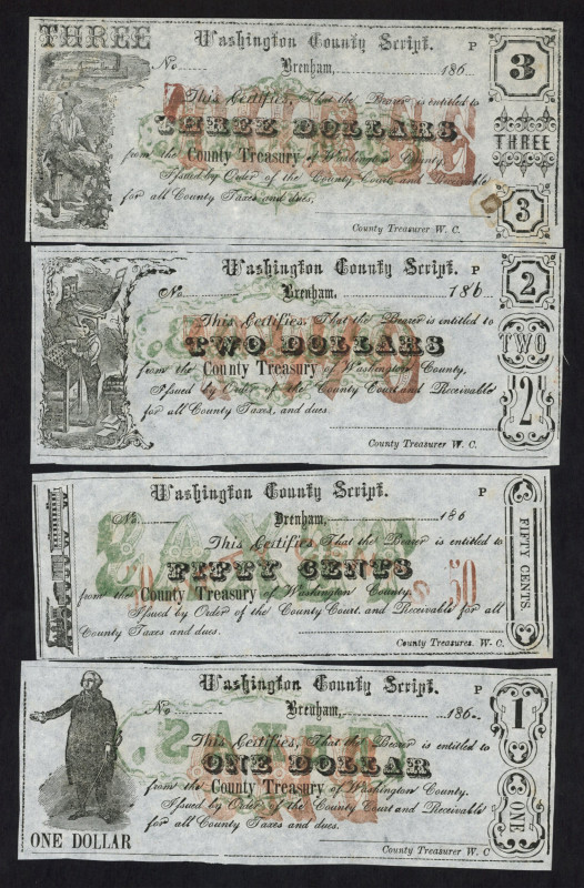 World Banknotes - USA - Obsoletes - Brenham, Texas - Treasurer of Washington Cou...