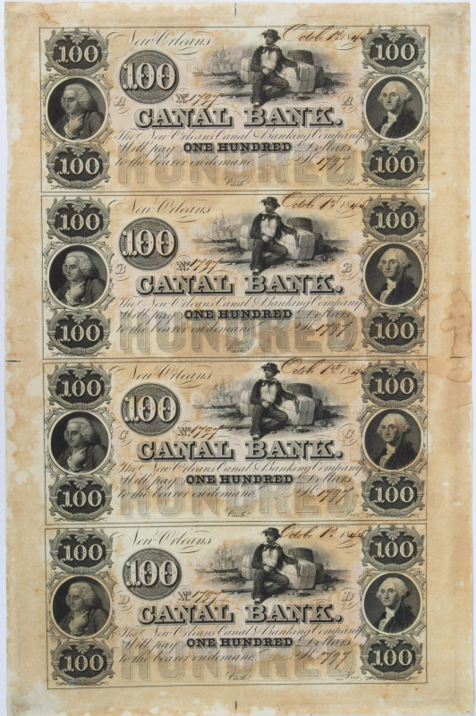 World Banknotes - USA - Obsoletes - New Orleans, LA- Canal Bank $100-$100-$100-$...