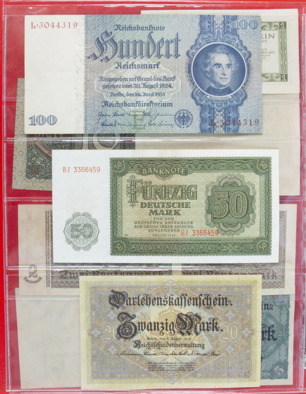 Banknotes world in albums - Germany - Folder with German banknotes a.w. 20 Mark ...