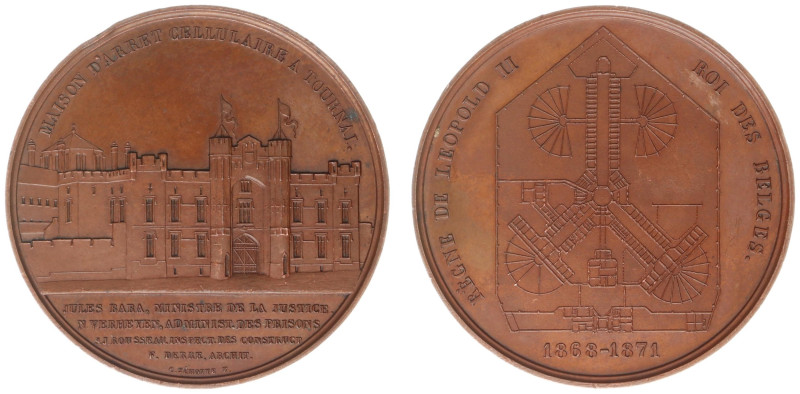 Belgium - Medals & Tokens - 1871 - Medal 'Maison d'arrêt cellulaire à Tournai' b...