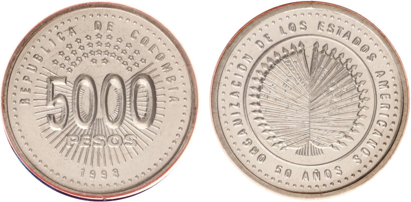 Colombia - Republic (1886- ) - 5000 Pesos 1998 (minted in 1999) - 50th Ann. Orga...