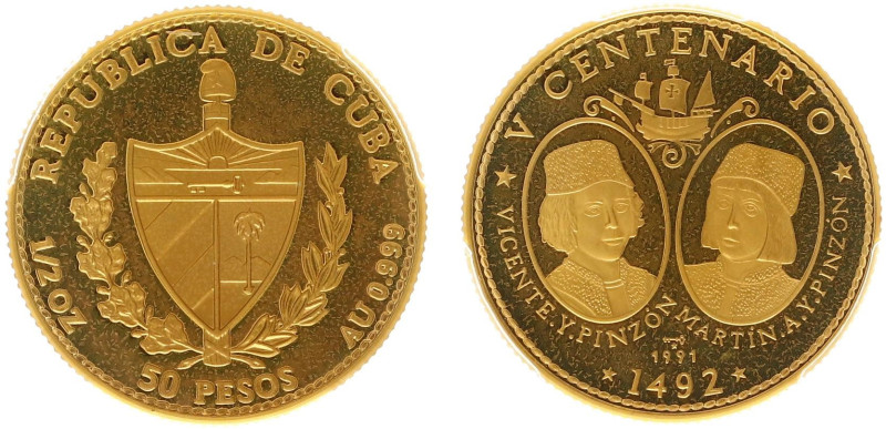 Cuba - Republic - 50 Pesos 1991 - 500th Ann. Discovery of America (KM446, Fr.66)...