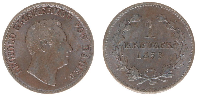 Deutschland - Staaten - Baden - Leopold (1830-1852) - Kreuzer 1852 (KM218.2, AKS...