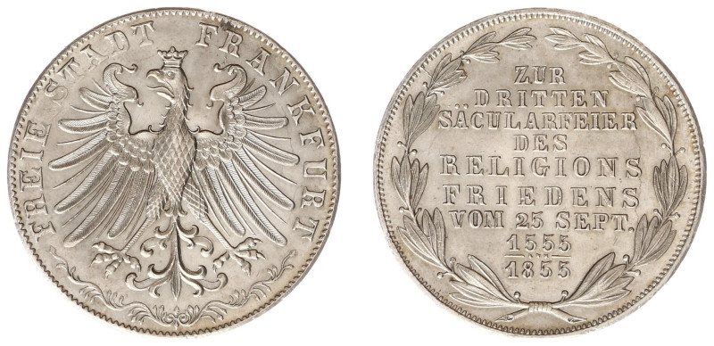 Deutschland - Staaten - Frankfurt - 2 Gulden 1855 - 300th Ann. Religous Peace (K...