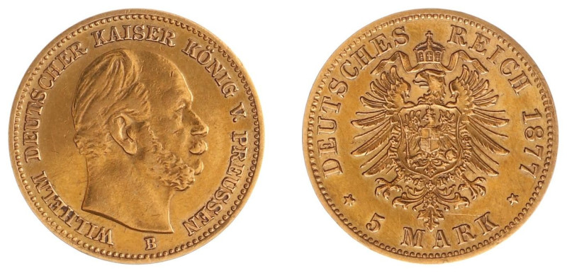 Deutschland - Reich - Preussen - Wilhelm I (1861-1888) - 5 Mark 1877-B (KM507, A...