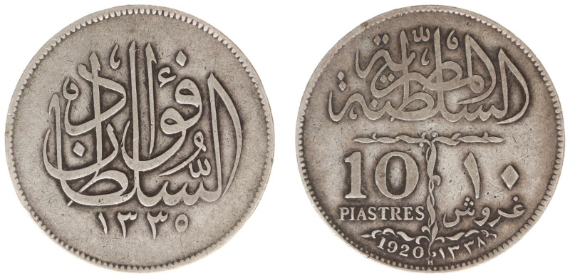 Egypt - British Occupation - Fuad I (1917-1922) - 10 Piastres AH1335/1920-H (KM3...