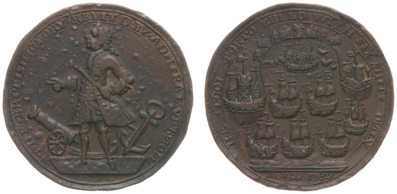 England - Medals & Tokens - Vernon - 1739 - Medal 'Raid on Porto Bello by Admira...