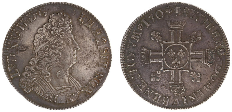 France - Royal (987-1793) - Louis XIV (1643-1715) - Ecu aux 8 L 1704-A (KM360.1,...