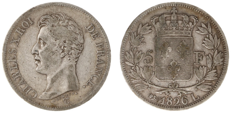 France - Kingdom - Charles X (1824-1830) - 5 Francs 1826-L, Bayonne (KM720.8, Ga...