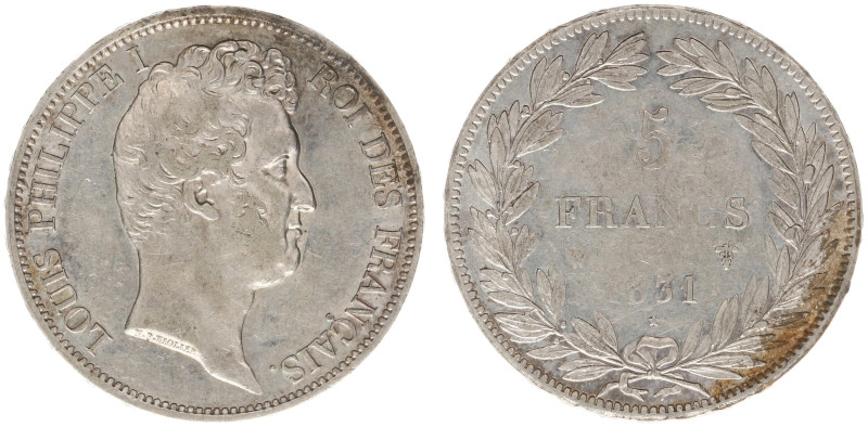 France - Kingdom - Louis Philippe I (1830-1848) - 5 Francs 1831-W, Lille - raise...