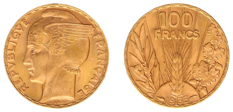 France - Third Republic (1871-1940) - 100 Francs 1935 (KM880, Gad.1148) - Obv: W...