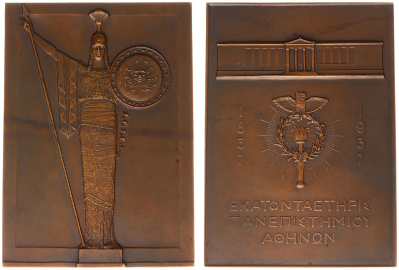 Greece - Medals & Tokens - 1937 - Plaquette '100th anniversary of the Athens Uni...