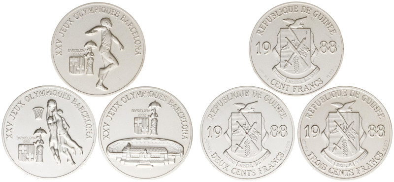 Guinea - 100, 200 & 300 Francs 1988 - Olympics (KM57-59) - Obv: National arms / ...